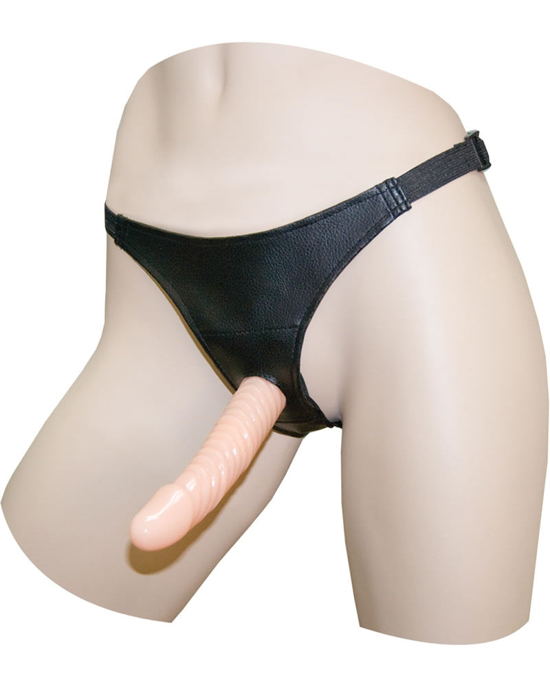 Dominant Submissive Strap On Dong Ribbed Variable Speed Rotating 5.5 Inch Dong Flesh