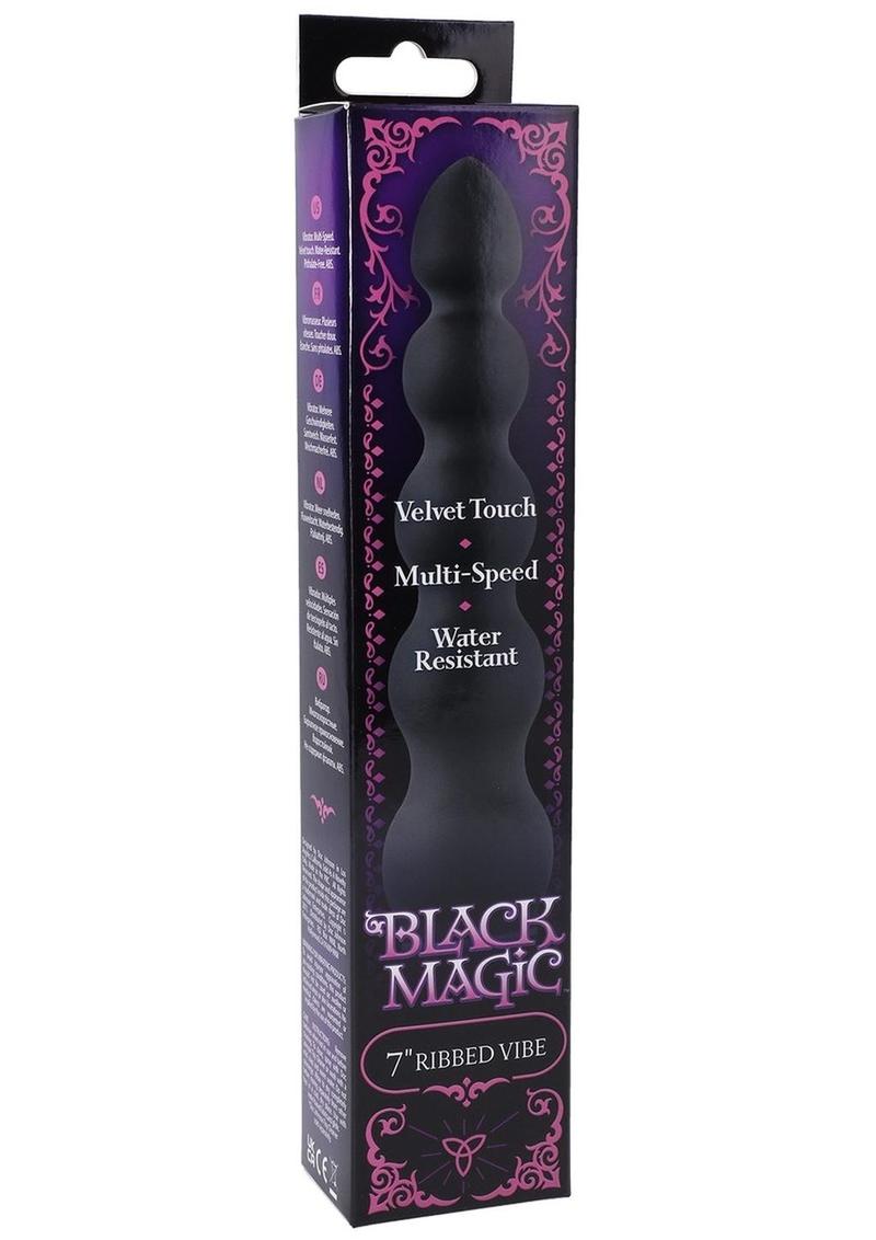 Black Magic Ribbed Vibe Waterproof 7 Inch Black