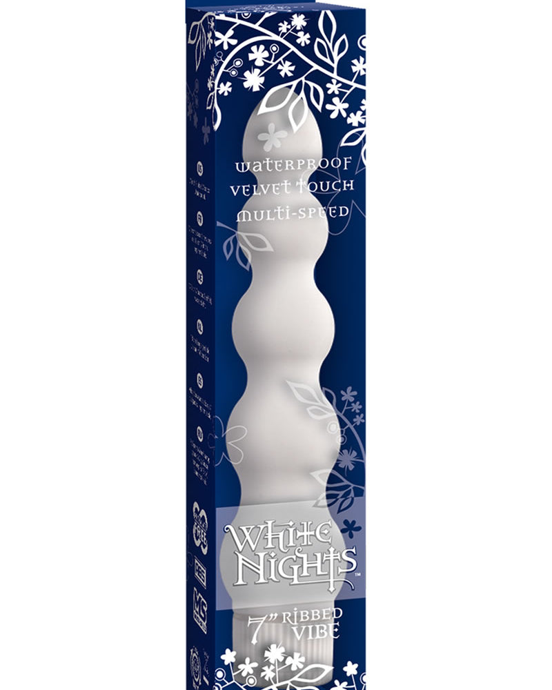 White Nights Ribbed Vibe Waterproof 7 Inch White