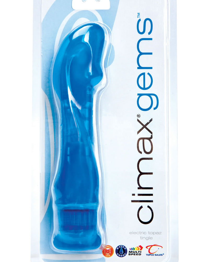 Climax Gems Vibrador eléctrico Topaz Tingle resistente al agua azul de 5,3 pulgadas