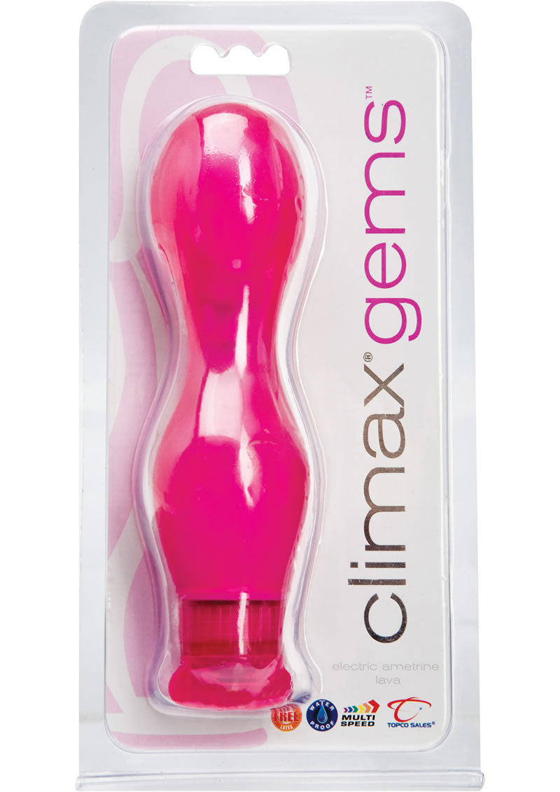 Climax Gems Vibrador eléctrico de lava ametrina resistente al agua, color rosa, 5,3 pulgadas