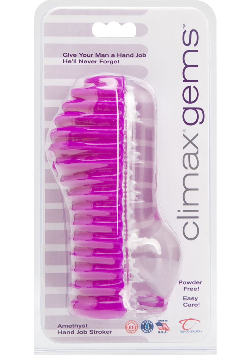 Climax Gems Amethyst Hand Job Stroker Waterproof Purple