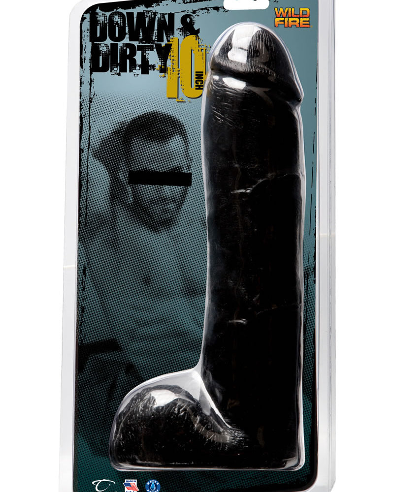 Consolador impermeable Wildfire Down And Dirty de 10 pulgadas, color negro