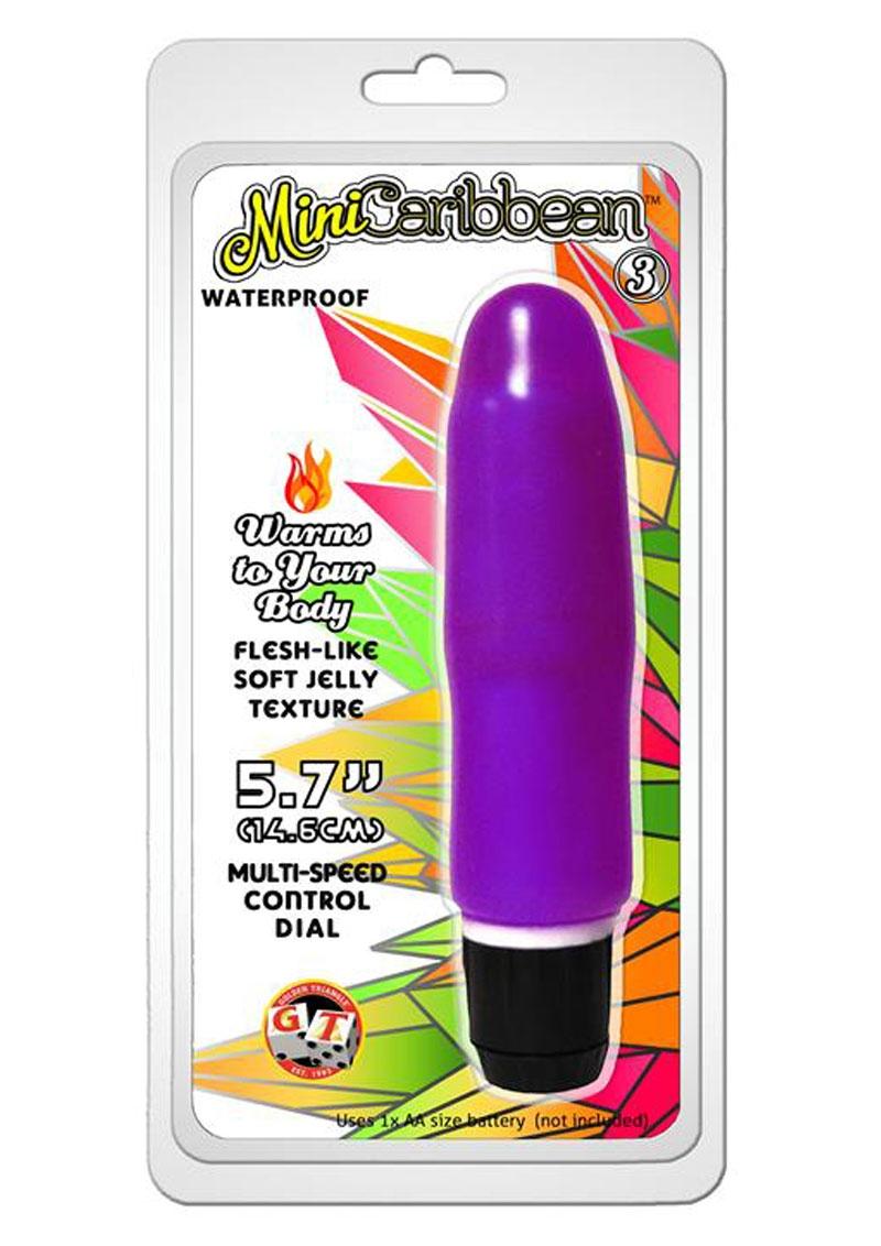 Mini Caribbean Number 3 Vibrator Waterproof 5.75 Inch Purple