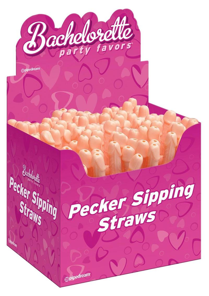 Bachelorette Party Favors Pecker Sipping Straws Flesh 144 Each Per Counter Display