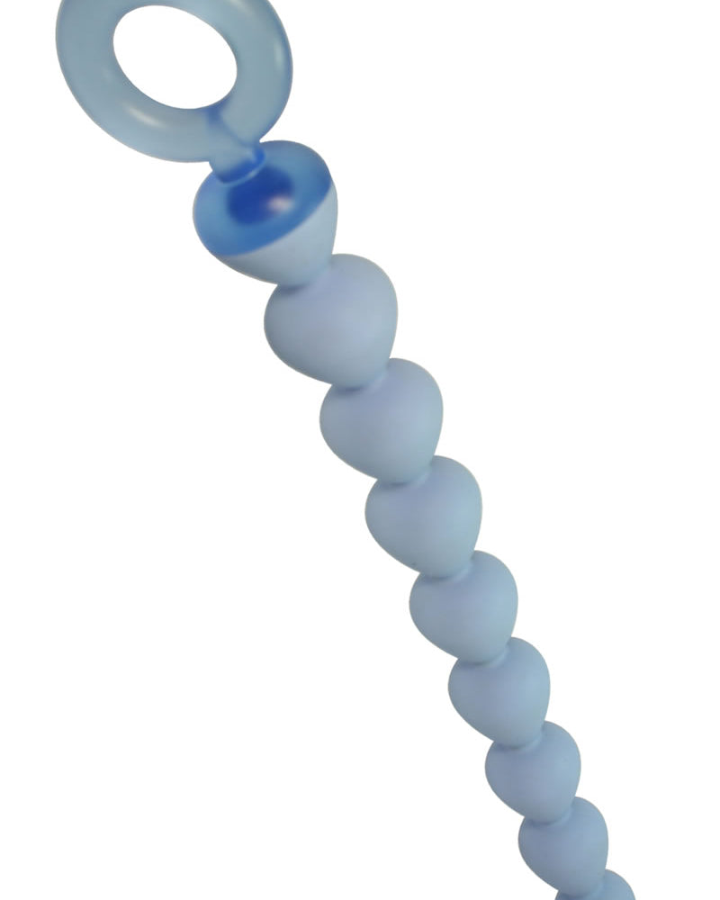Sex In The Shower Waterproof Silicone Anal Beads 9 Inch Blue