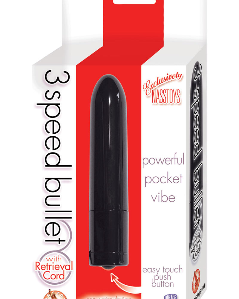 Vibrador tipo bala con cable de recuperación, resistente al agua, color negro