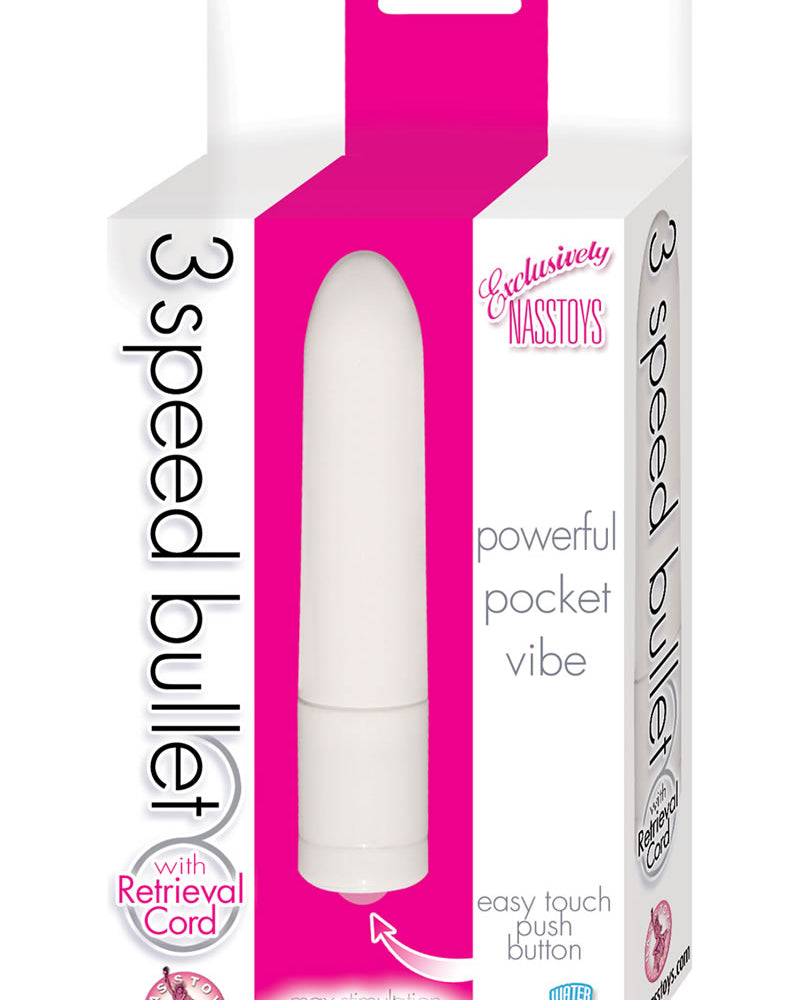 Vibrador tipo bala con cable de recuperación, resistente al agua, color blanco