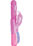 Clit Tingler Climax Butterfly Silicone Vibrator Waterproof 7 Inch Pink