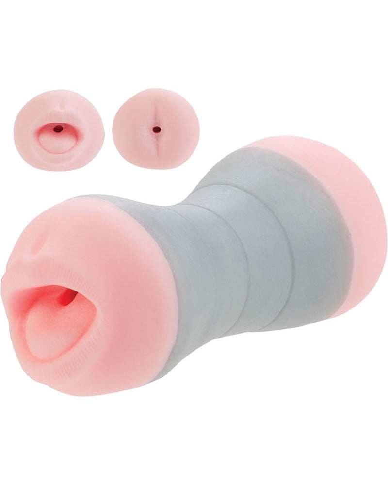 Masturbador de viaje con pinza para BJ y culo, color rosa