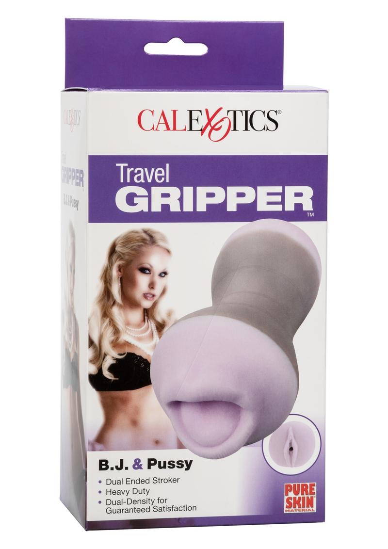 Masturbador de vagina y BJ con pinza de viaje color morado