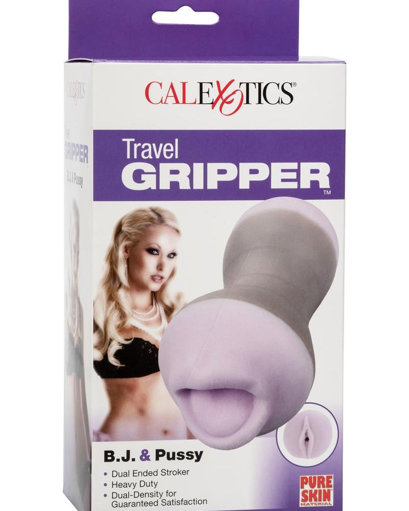 Masturbador de vagina y BJ con pinza de viaje color morado