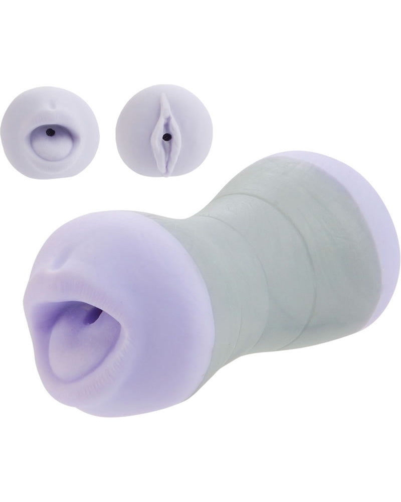 Masturbador de vagina y BJ con pinza de viaje color morado