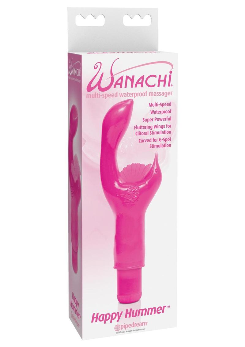 Masajeador de punto G de silicona de múltiples velocidades Wanachi Happy Hummer Mini, resistente al agua, color rosa