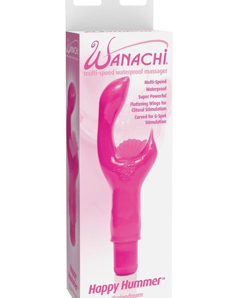 Masajeador de punto G de silicona de múltiples velocidades Wanachi Happy Hummer Mini, resistente al agua, color rosa