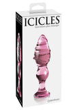 Icicles No 27 Textured Glass Anal Plug Pink 5.75 Inch