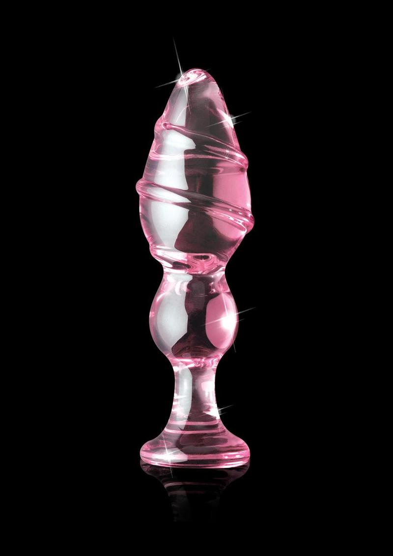 Icicles No 27 Textured Glass Anal Plug Pink 5.75 Inch