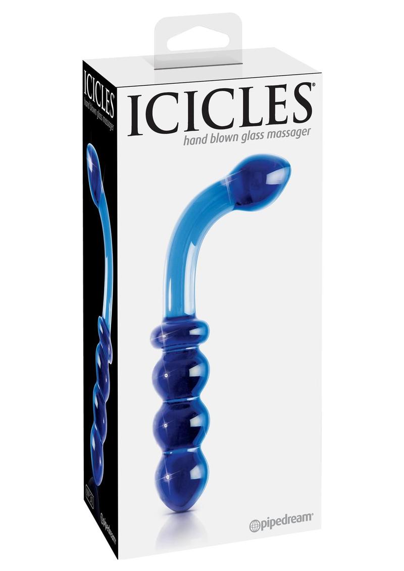 Icicles No 31 Double Side Glass Anal Probe 9.5 Inch Blue