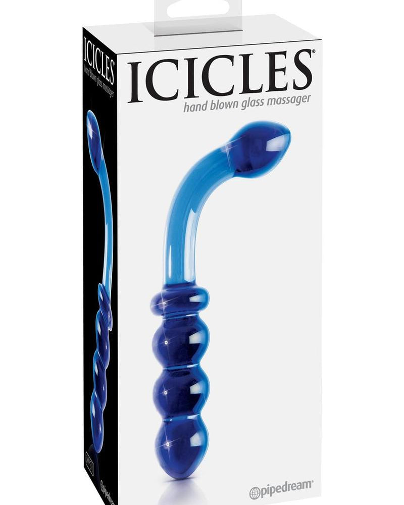 Sonda anal de vidrio de doble cara Icicles No 31 de 9,5 pulgadas, color azul