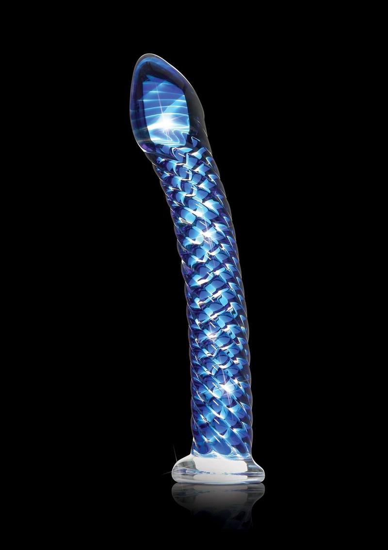 Icicles No 29 Textured Glass Dildo Blue 7.75 Inch