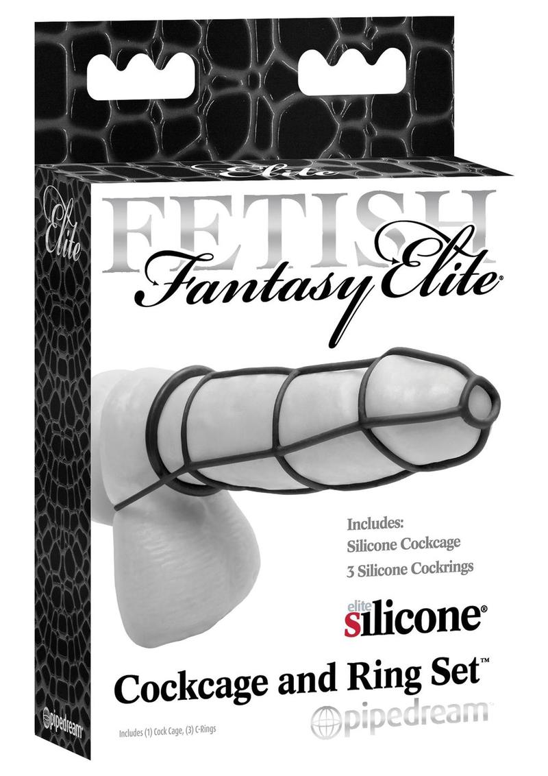 Fetish Fantasy Elite Cockcage and Ring Set Black