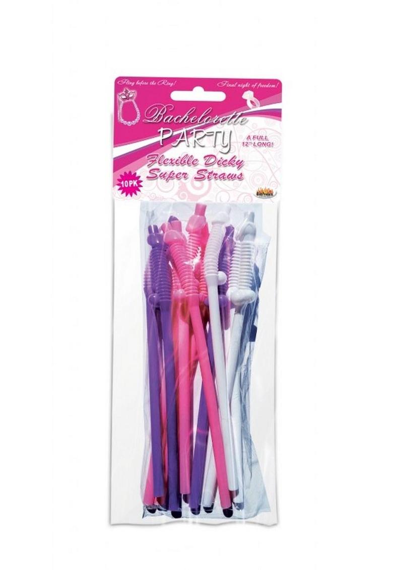 Bachelorette Party Flexible Dicky Super Straws 10 Per Pack