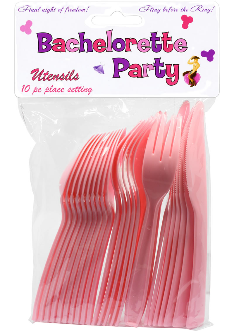 Bachelorette Party Utensils Pink 10 Per Pack