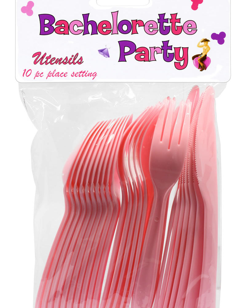 Bachelorette Party Utensils Pink 10 Per Pack