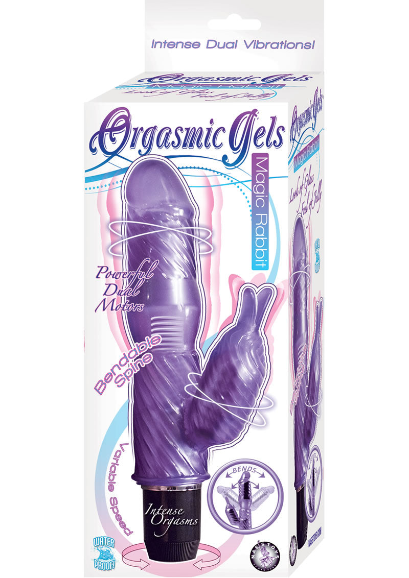 Vibrador Magic Rabbit de 18 cm resistente al agua y con gel orgásmico, color morado