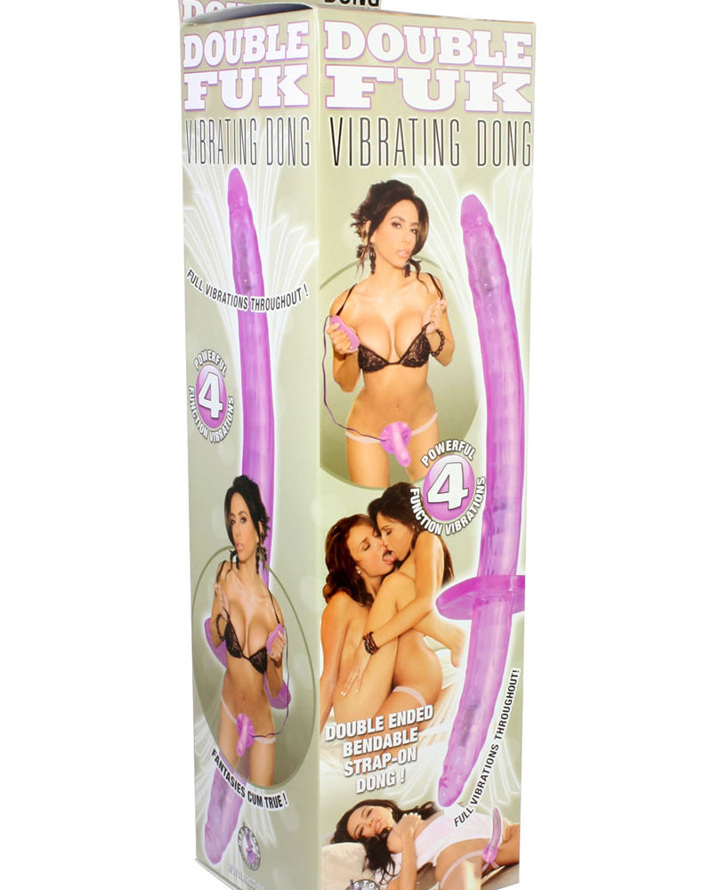Double Fuk Vibrating Dong Strap On 13 Inch Purple