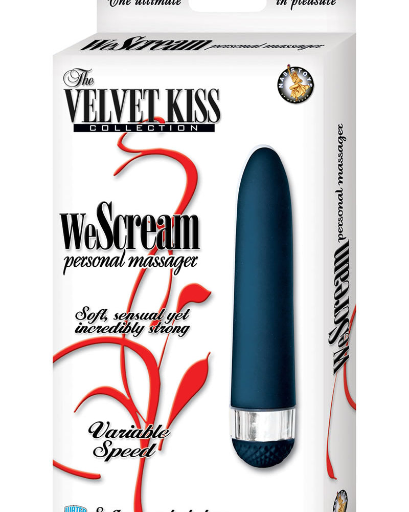 Masajeador personal Velvet Kiss We Scream, resistente al agua, 5 pulgadas, color negro