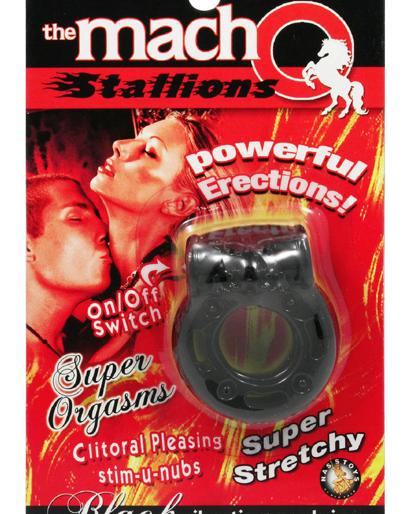 Anillo vibrador para el pene Macho Stallions, color negro