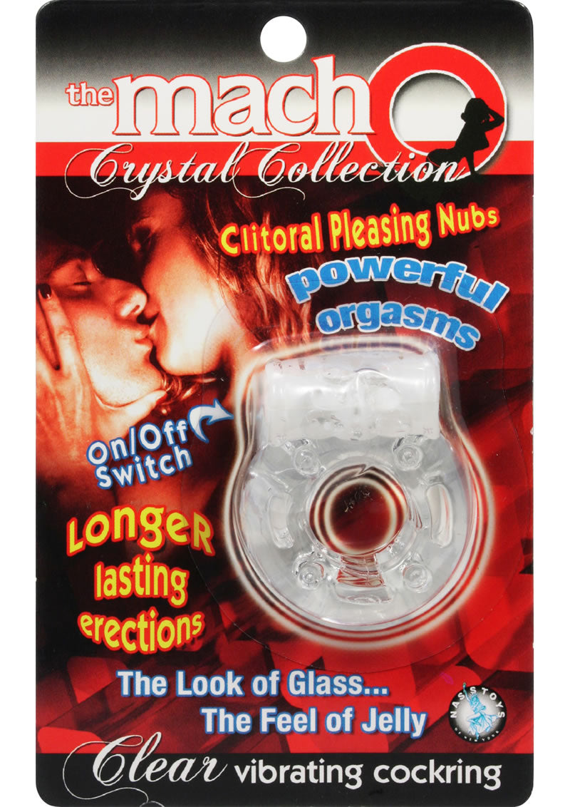 Anillo vibrador para el pene de la colección Macho Crystal, transparente