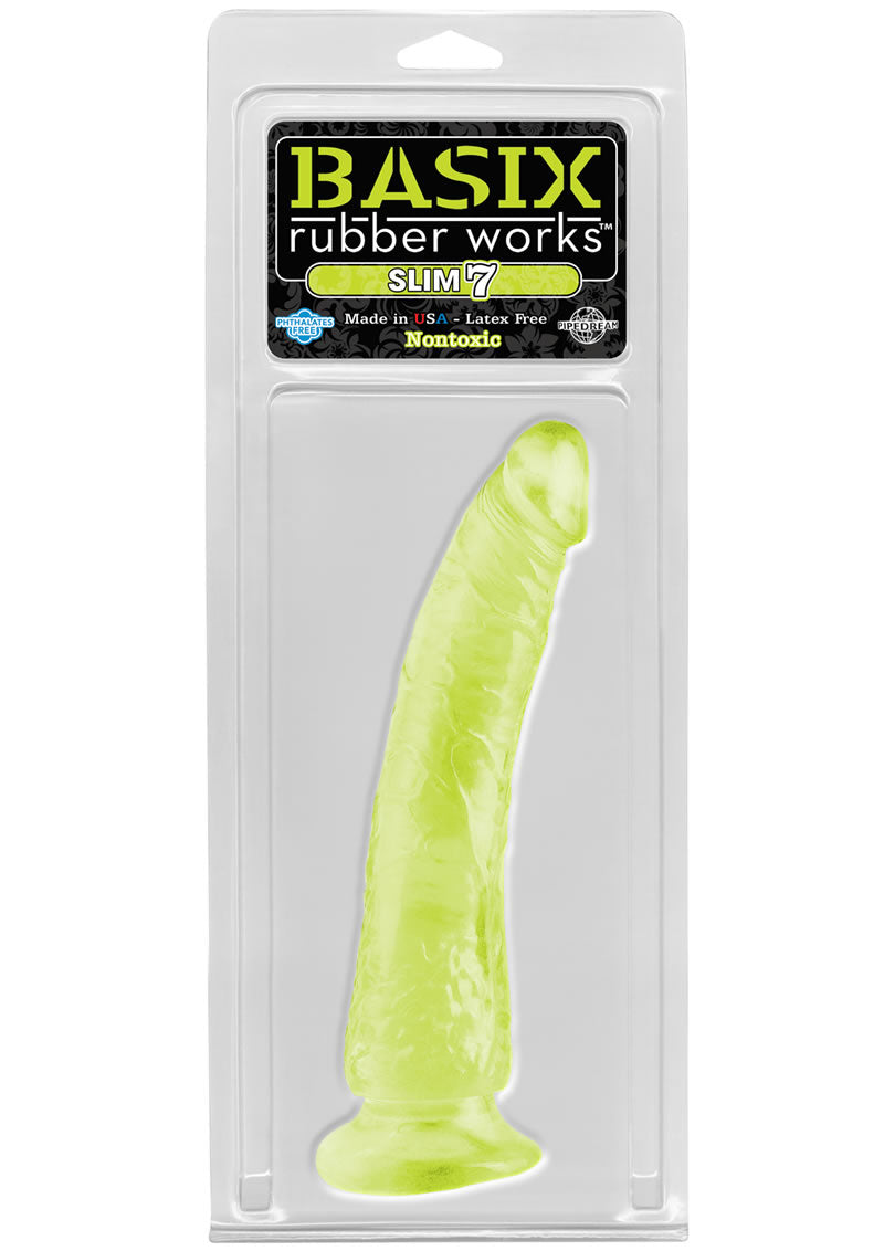 Basix Rubber Works Slim 7 Dong de 7 pulgadas que brilla en la oscuridad