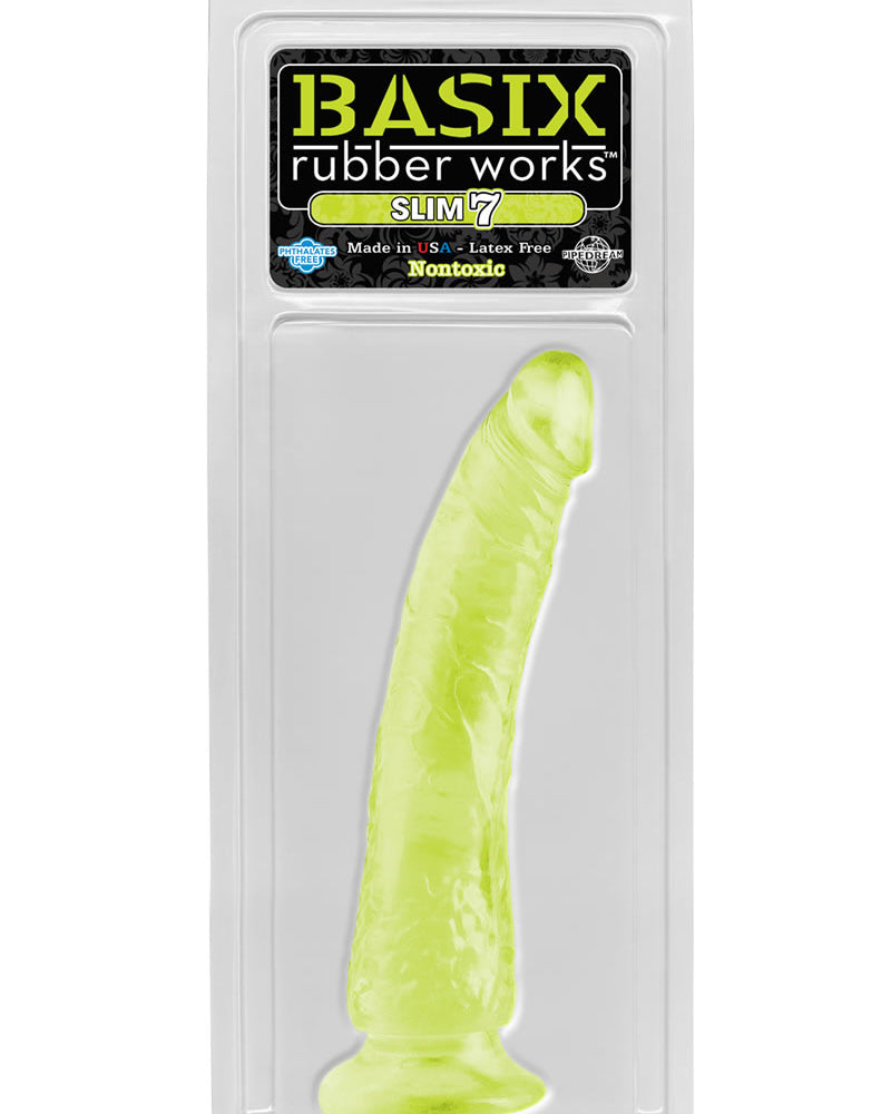 Basix Rubber Works Slim 7 Dong de 7 pulgadas que brilla en la oscuridad