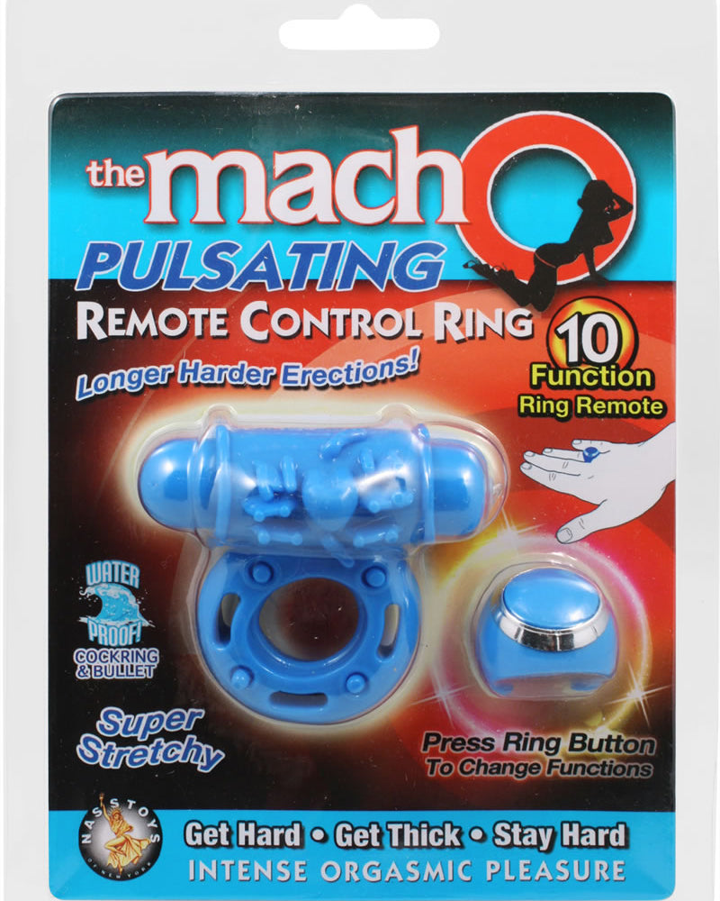 Anillo para el pene con control remoto pulsante Macho, resistente al agua, color azul