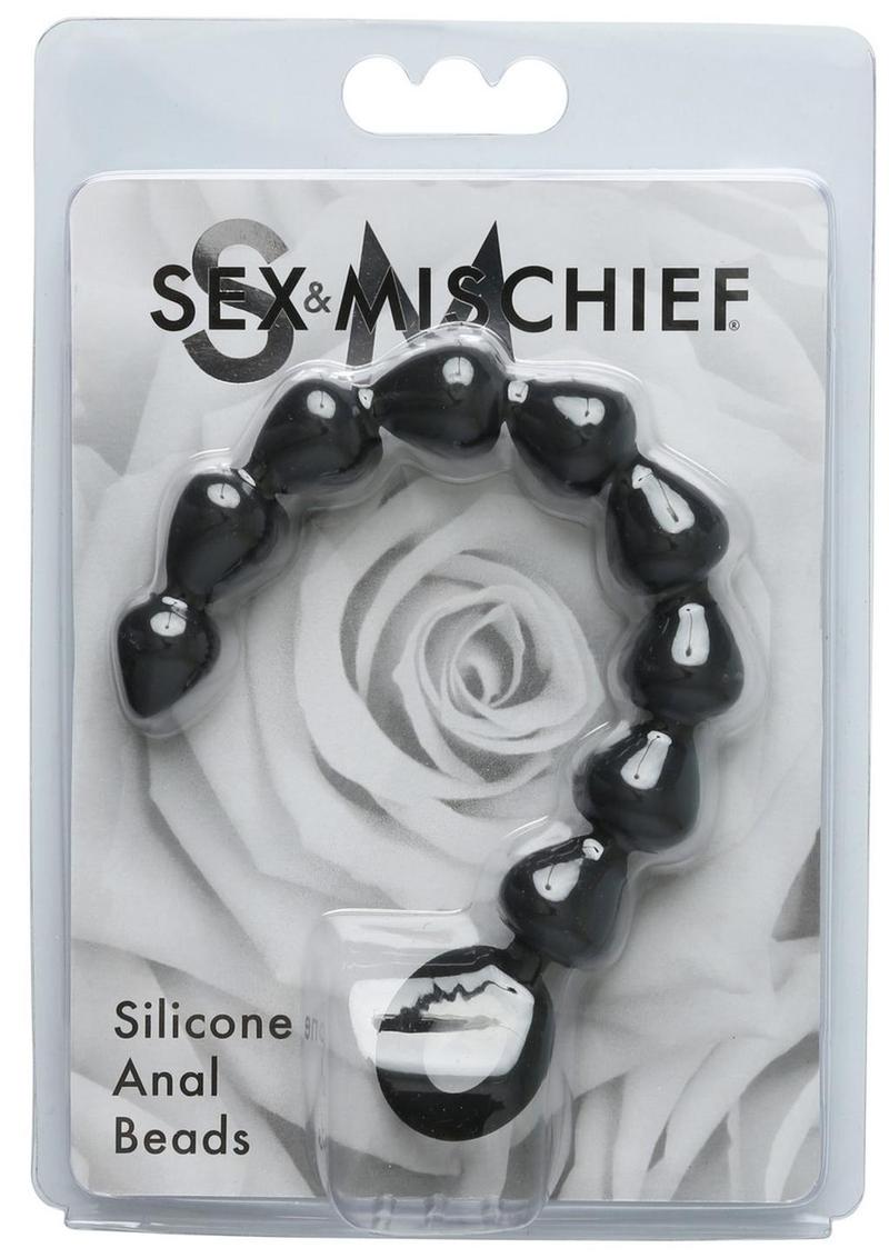 Sex And Mischief Silicone Anal Beads Black 9 Inches