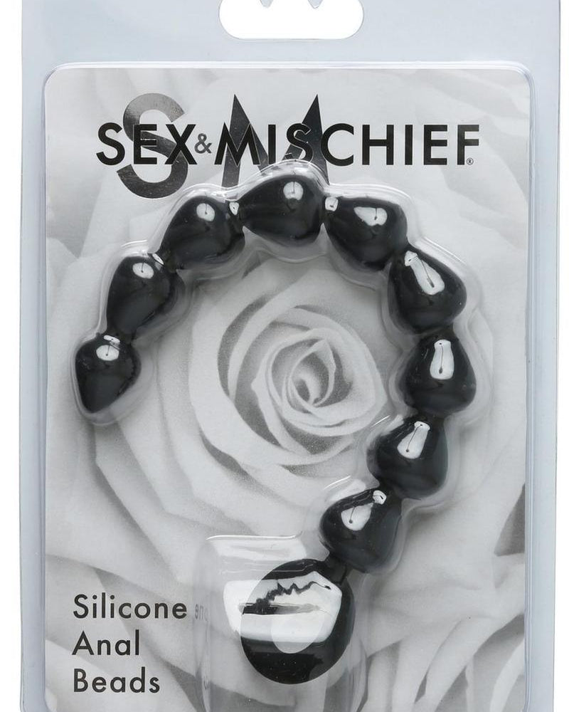 Sex And Mischief Silicone Anal Beads Black 9 Inches