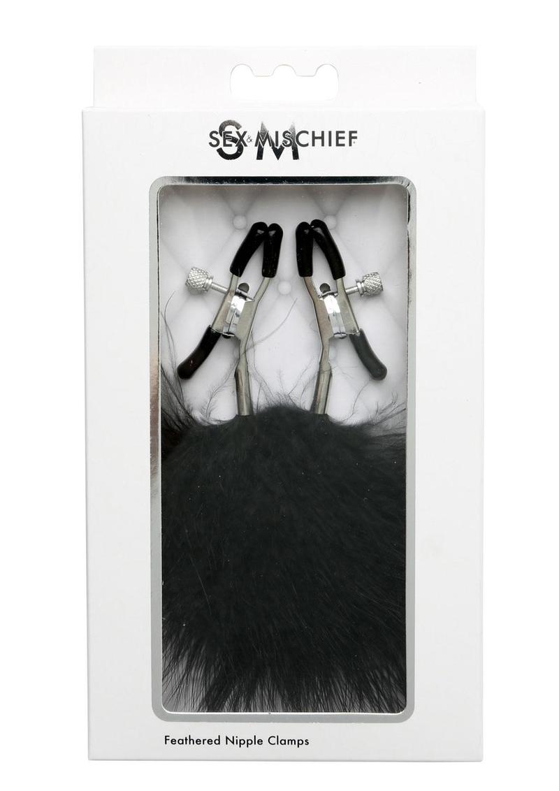 Sex And Mischief Feathered Nipple Clamps Black