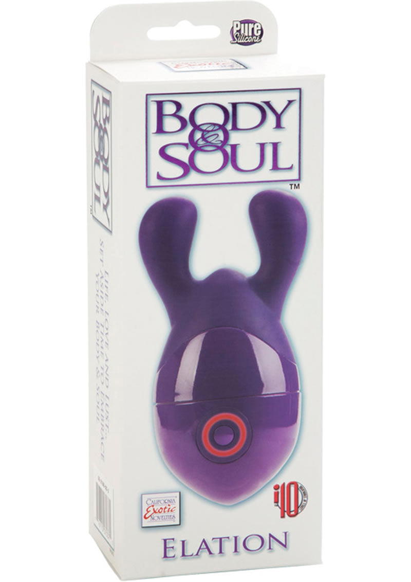 Masajeador corporal de silicona Body And Soul Elation, resistente al agua, color morado