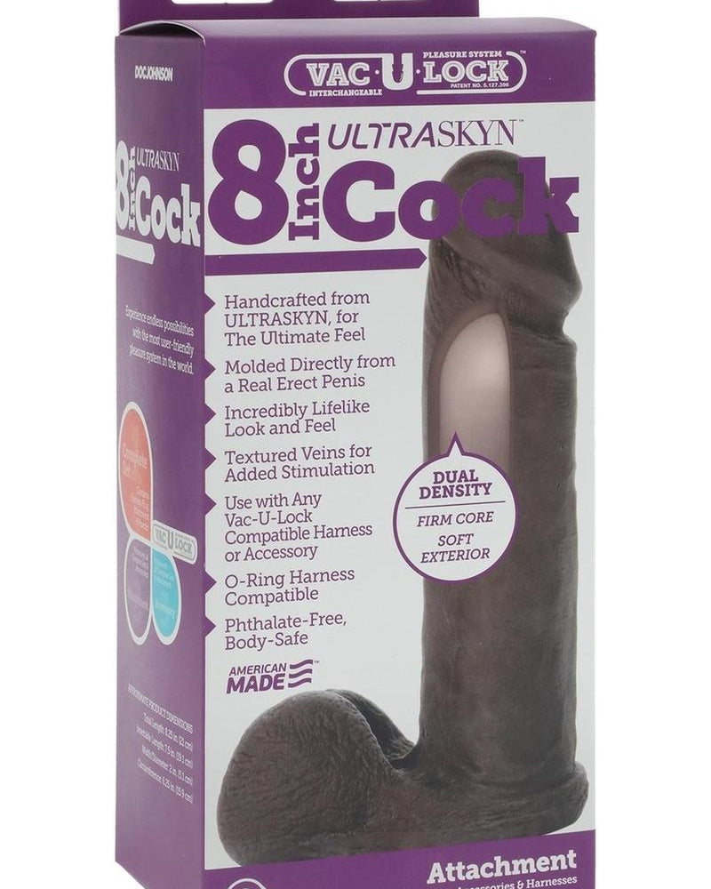 Consolador de pene Vac U Lock UR3 de 8 pulgadas, color negro