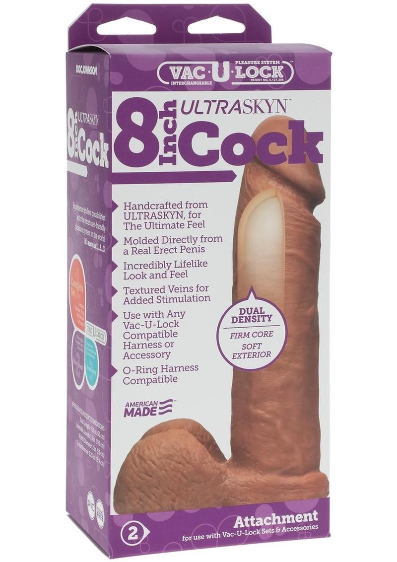 Vac U Lock 8 Inch UR3 Cock Dildo Brown