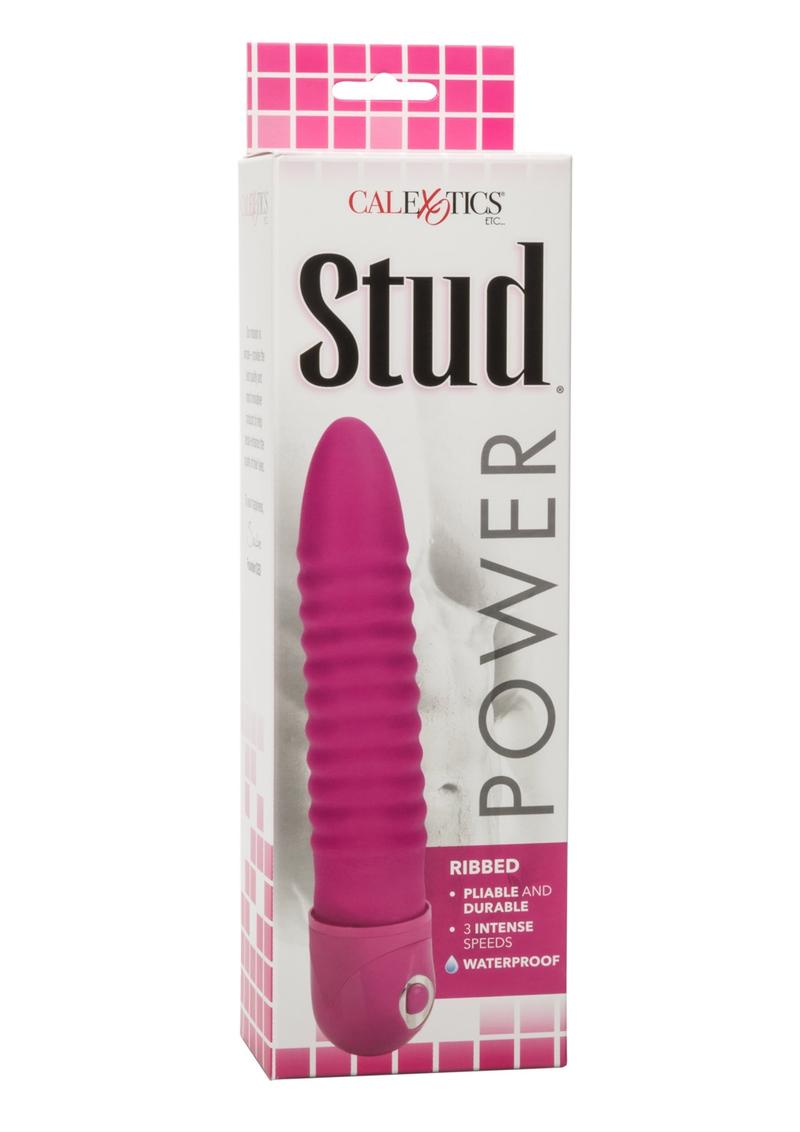 Vibrador acanalado Power Stud resistente al agua, color rosa, 6,75 pulgadas