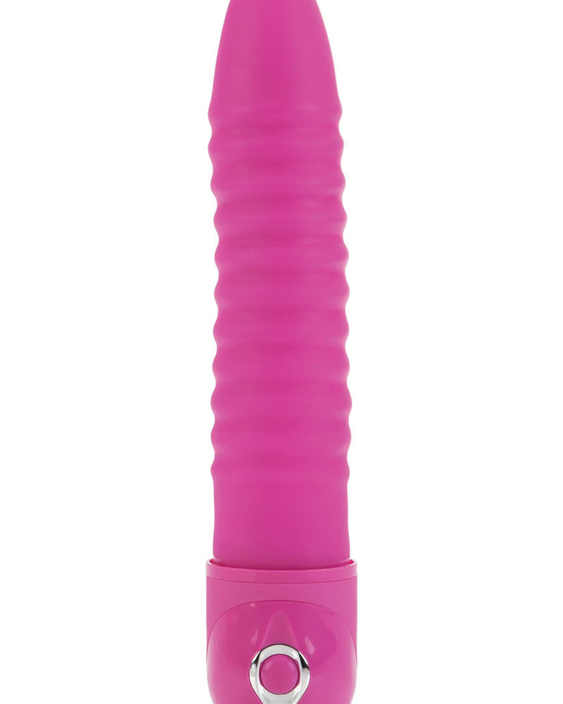 Power Stud Ribbed Vibrator Waterproof Pink 6.75 Inch