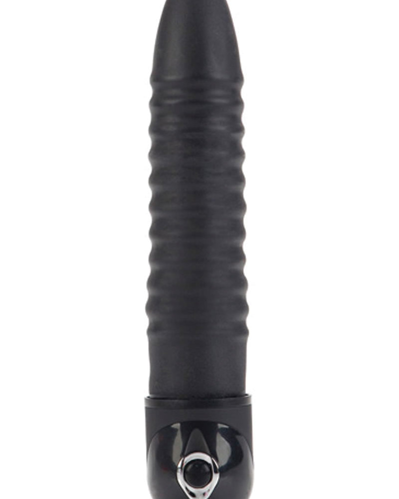 Power Stud Ribbed Vibrator Waterproof Black 6.75 Inch
