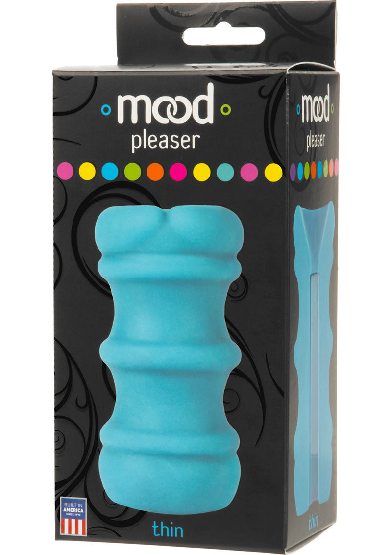 Masturbador fino Mood Pleaser azul de 4,6 pulgadas