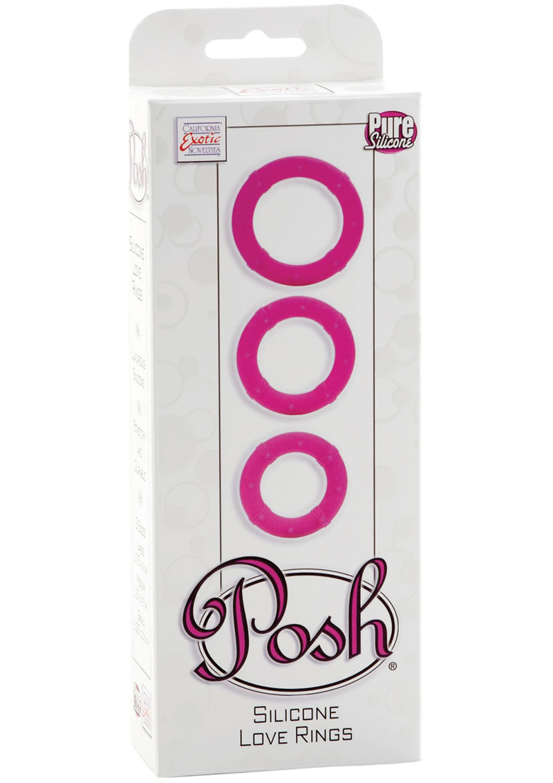 Posh Silicone Love Cock Rings Pink 3 Each