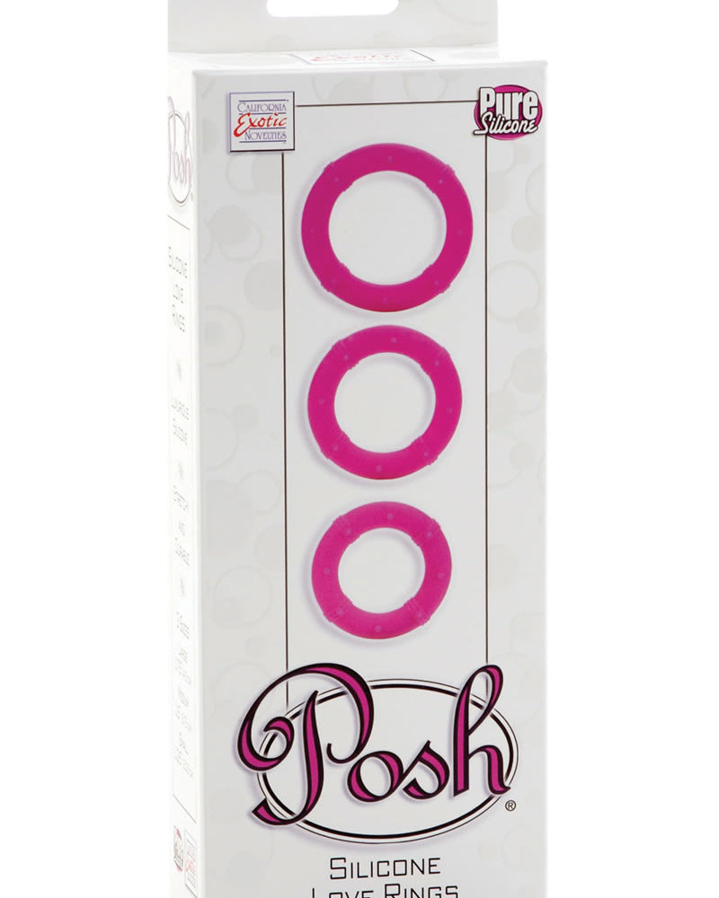 Anillos para el pene de silicona Posh Love, color rosa, 3 unidades