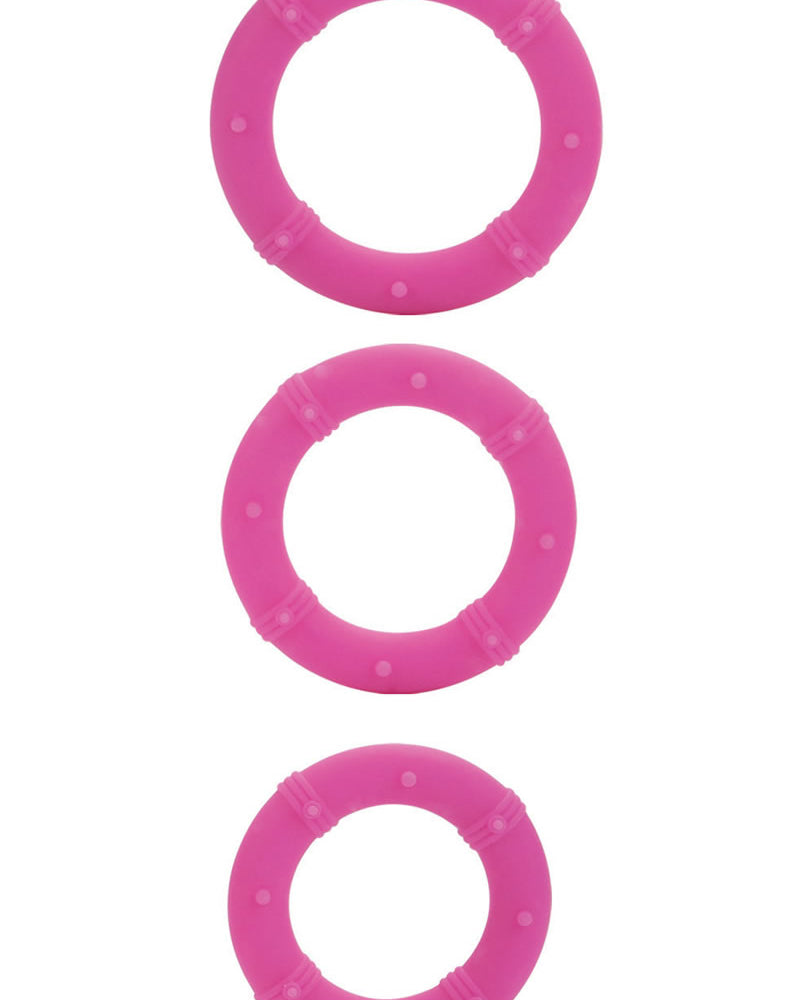 Anillos para el pene de silicona Posh Love, color rosa, 3 unidades