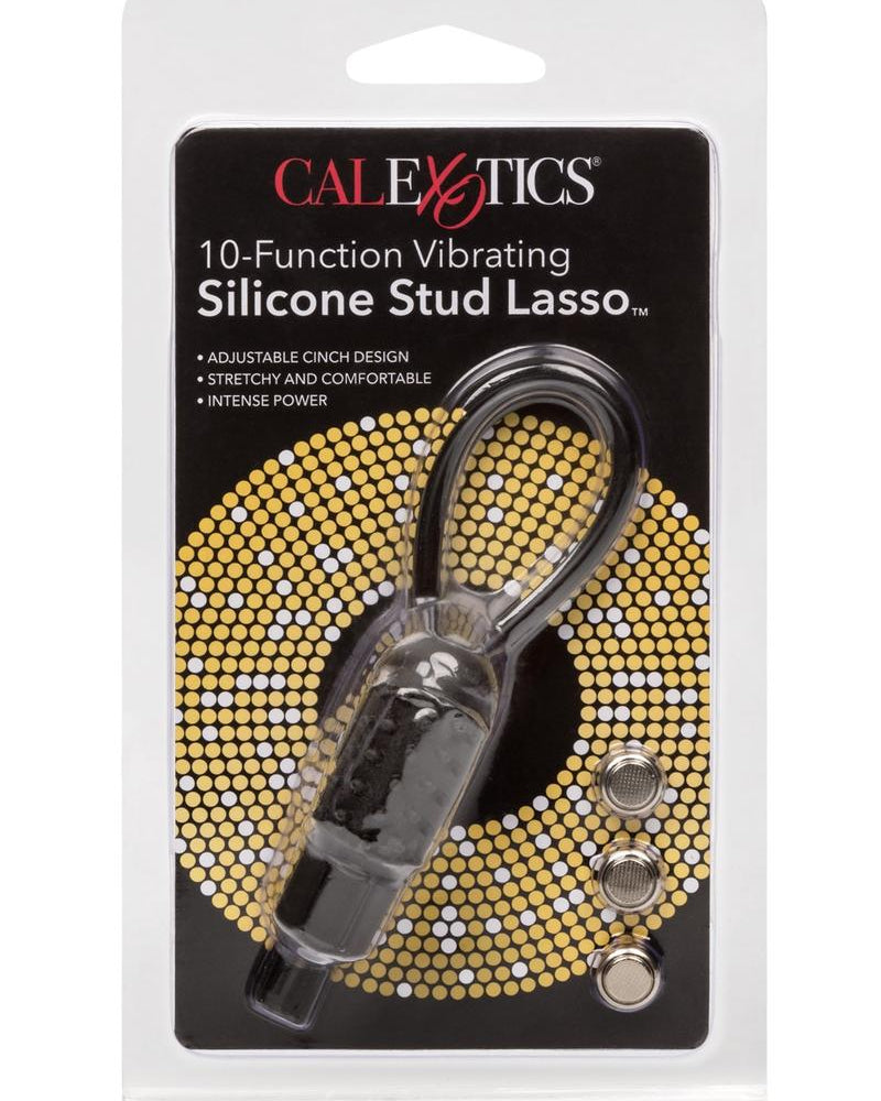 Vibrating Silicone Stud Lasso Cock Ring Waterproof - Black